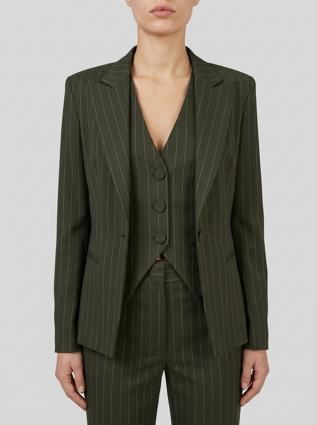 Giacca  gessata verde 