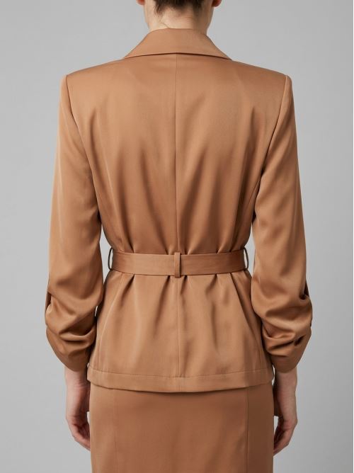 Giacca doppio petto in raso beige 