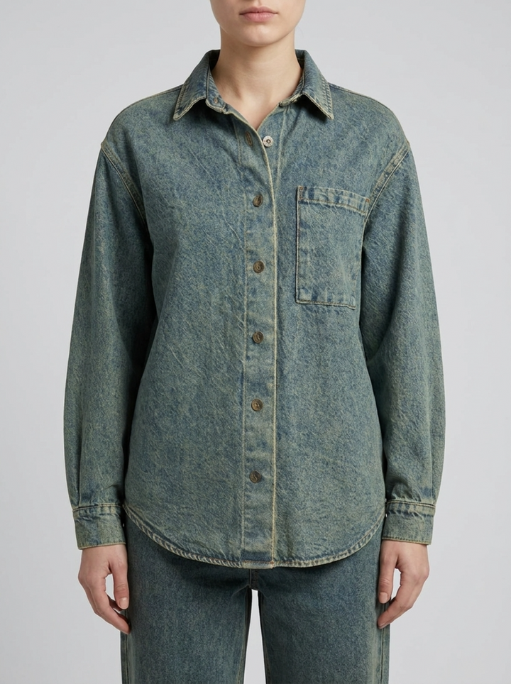 Camicia Over in Denim con Ciappe 