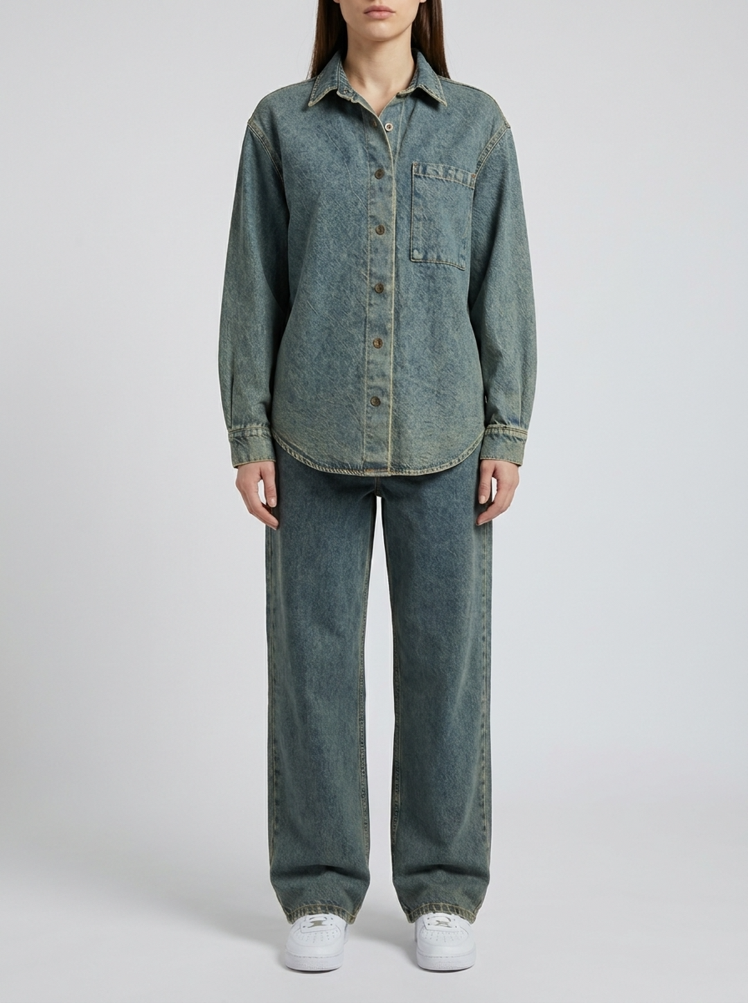 Camicia Over in Denim con Ciappe 
