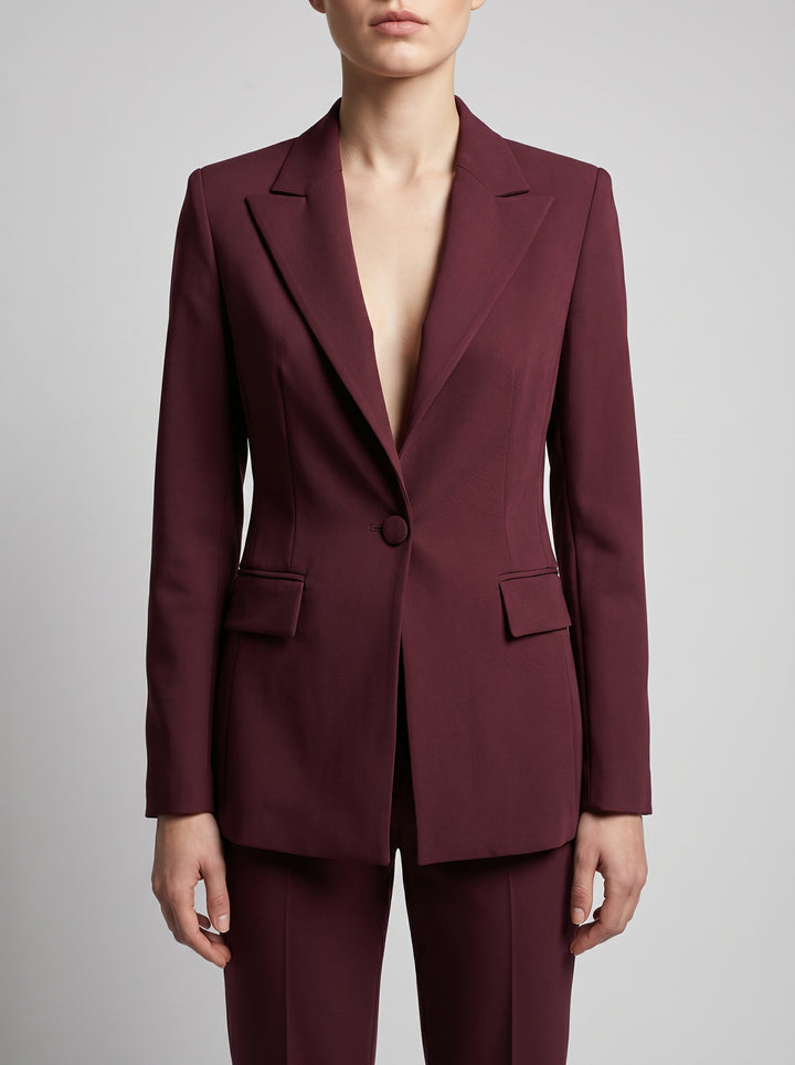 Giacca monopetto bordeaux con revers a lancia 