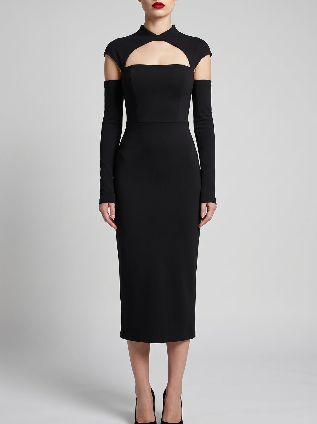 Tubino nero in punto Milano stretch 