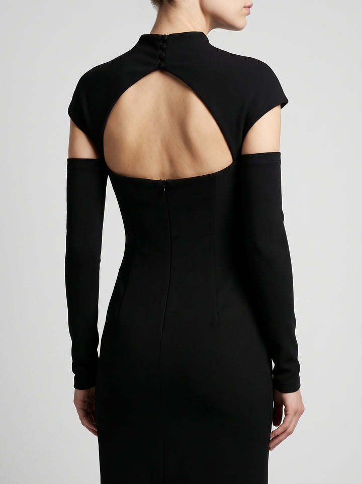 Tubino nero in punto Milano stretch 