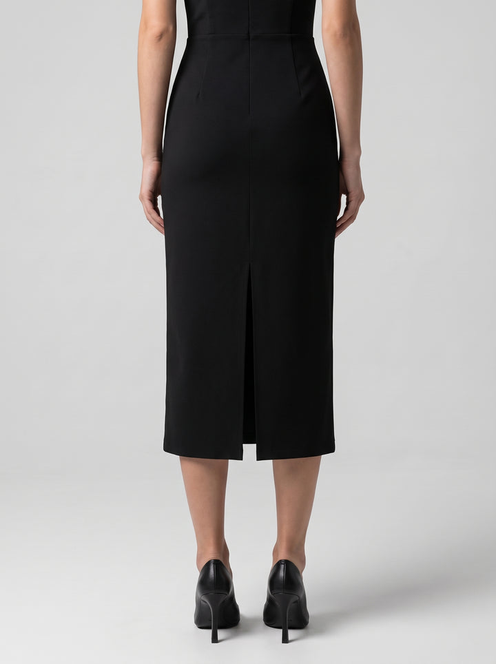 Tubino nero in punto Milano stretch 