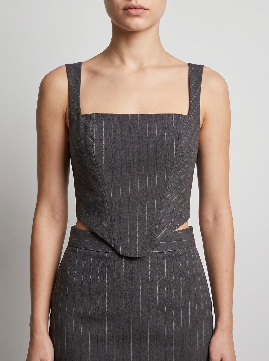 Top Bustier Gessato Grigio 