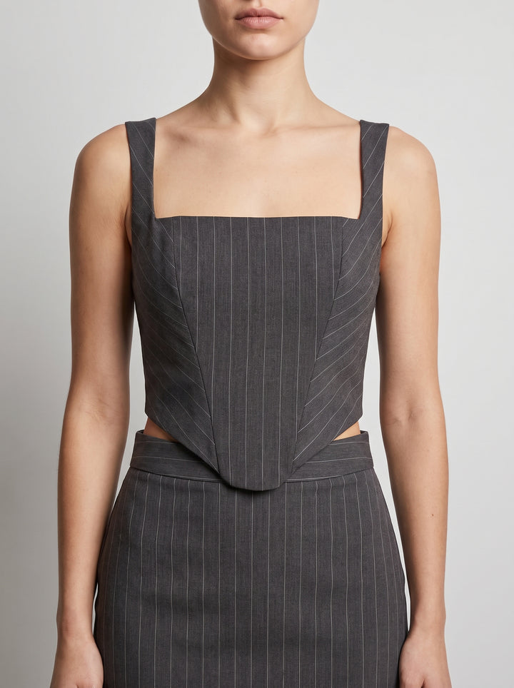 Top Bustier Gessato Grigio 