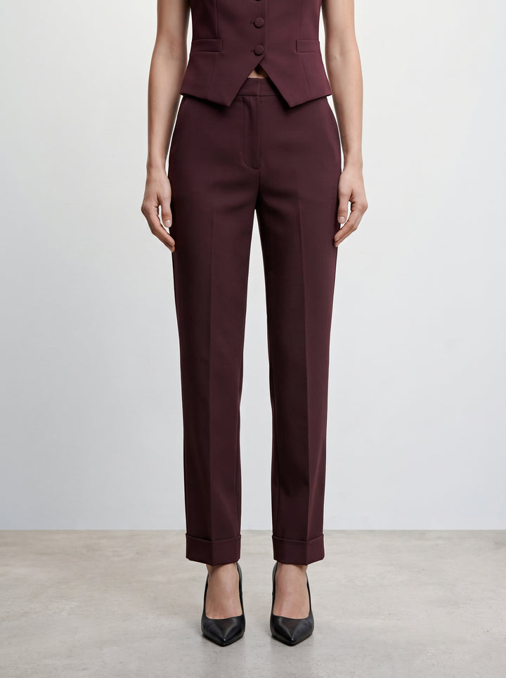 Pantalone Silence vino  con piegone 