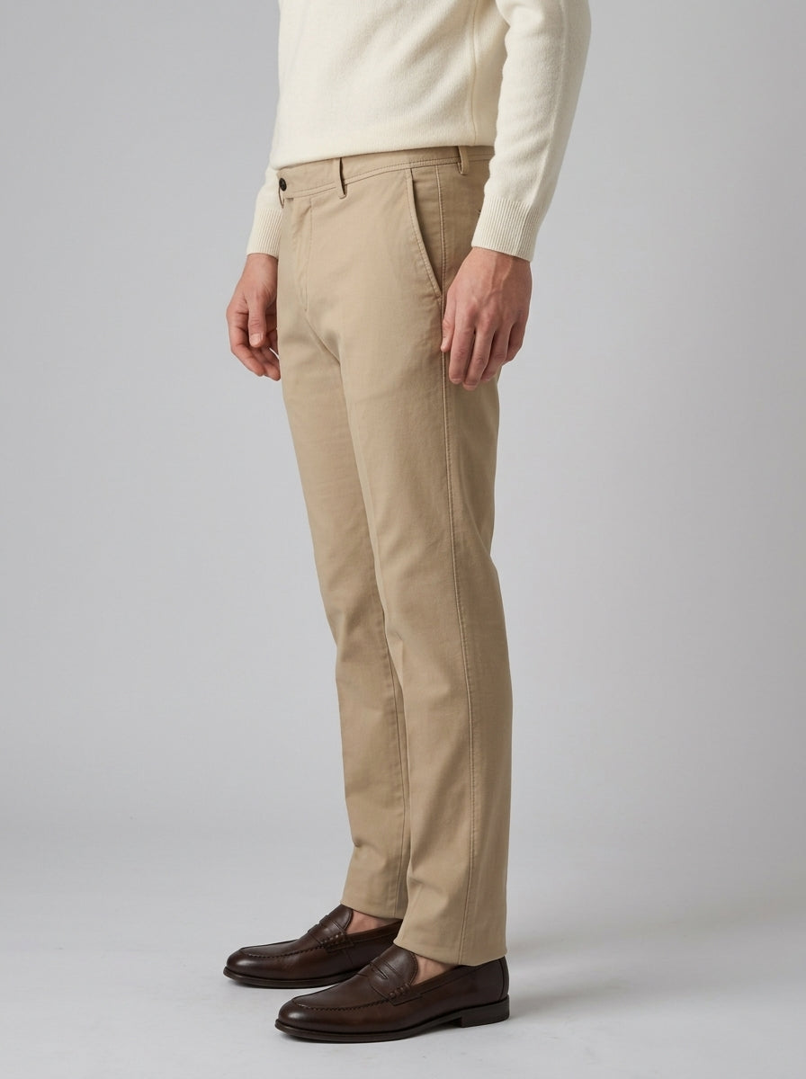 Pantalone Tasca America in Cotone e Cashmere beige 