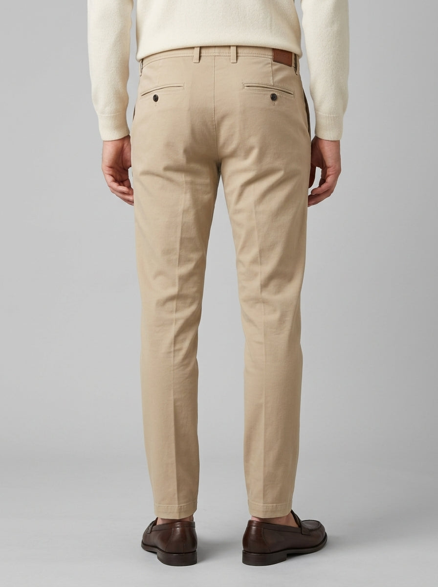 Pantalone Tasca America in Cotone e Cashmere beige 