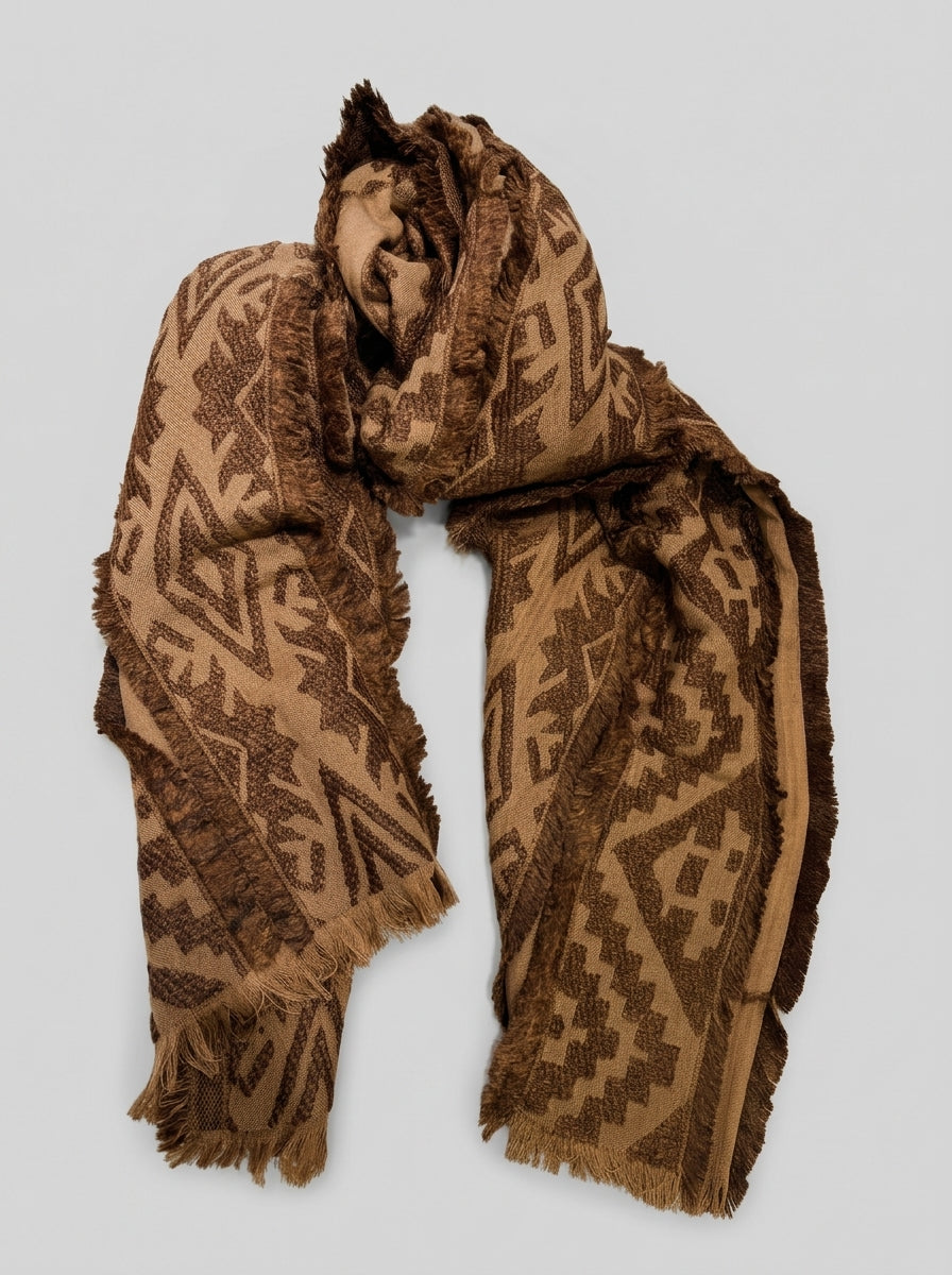 Foulard in maglia jacquard geometrico Toffee 