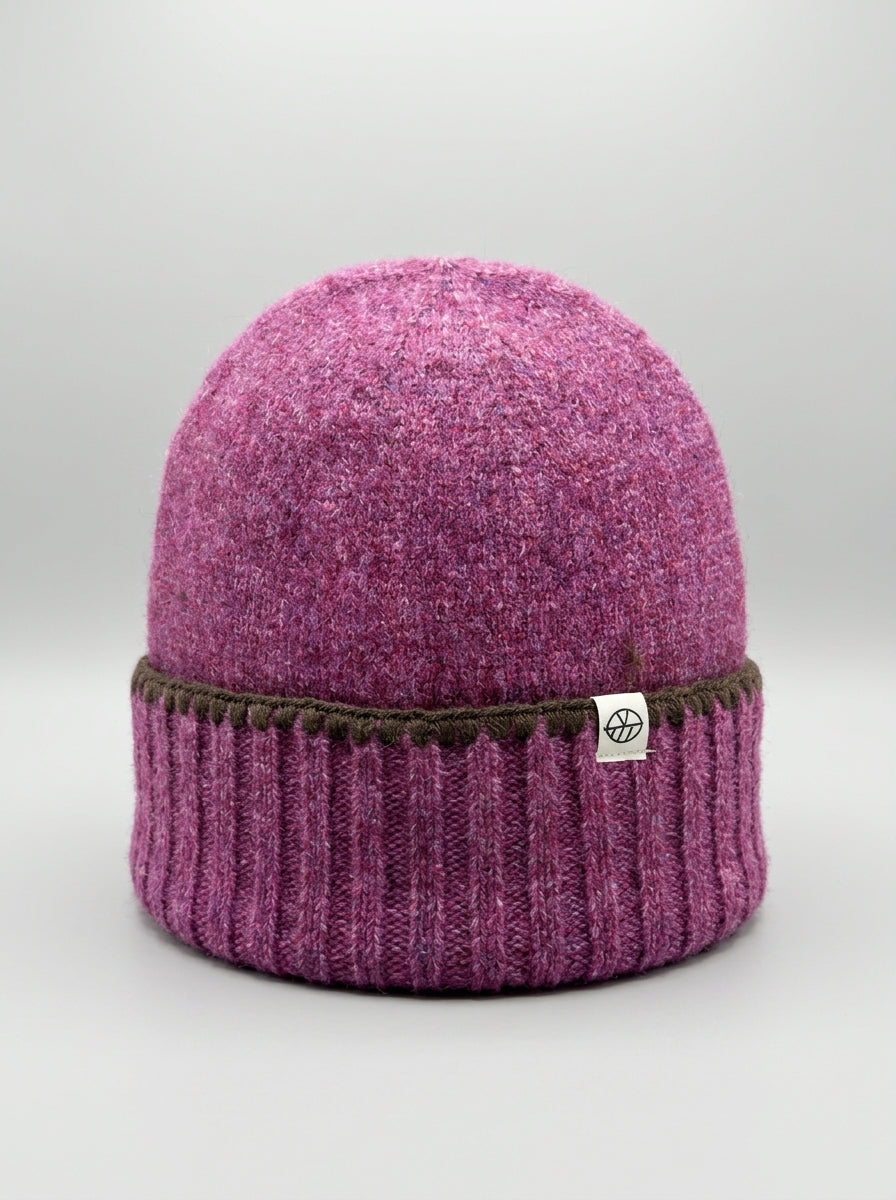 Berretto in maglia con risvolto Rosa 
