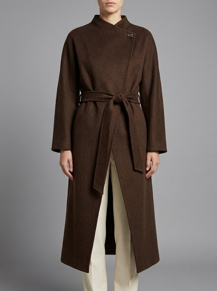 Cappotto  in Panno Moro con Chiusura Incrociata 