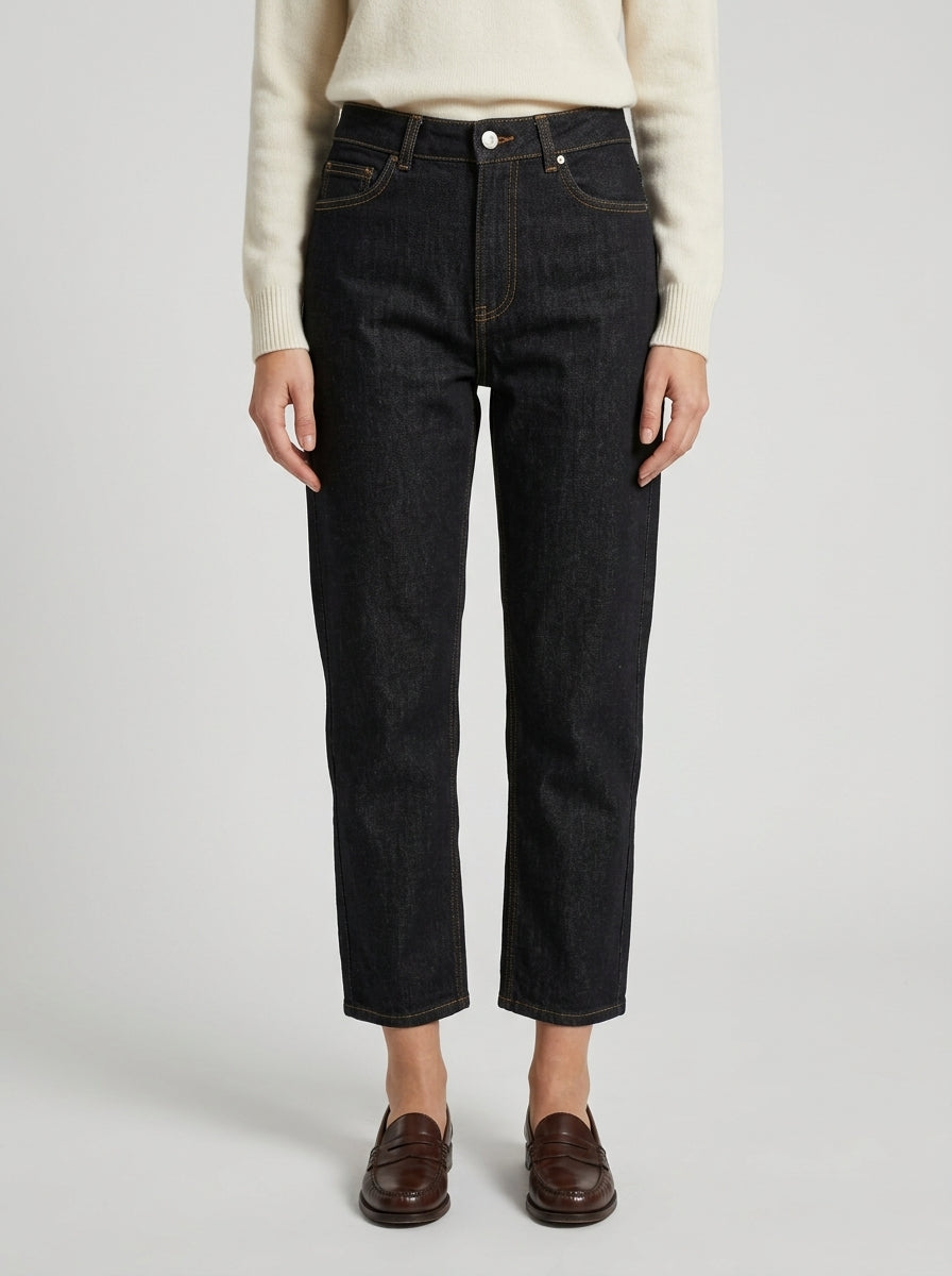 Jeans dritti con orlo sfrangiato Nero 