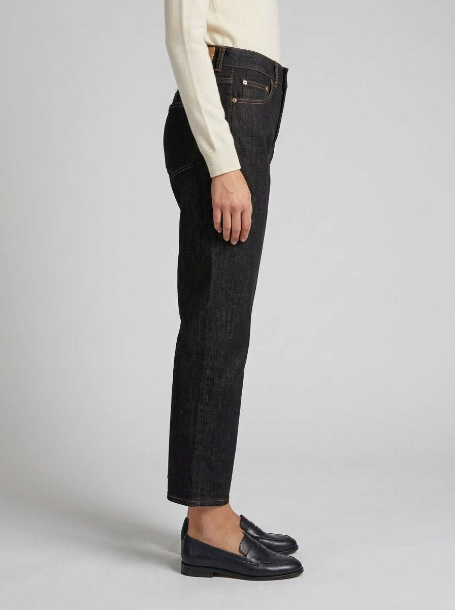 Jeans dritti con orlo sfrangiato Nero 