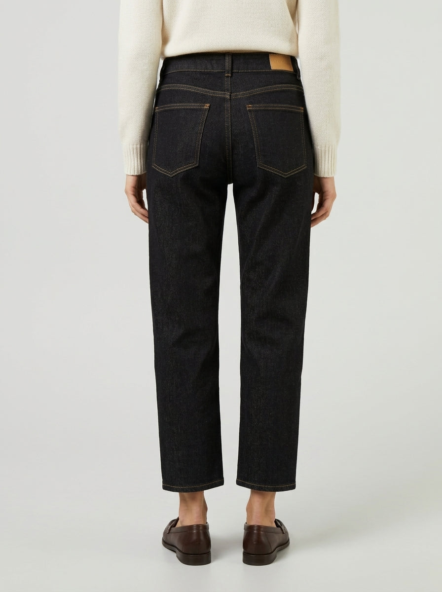 Jeans dritti con orlo sfrangiato Nero 