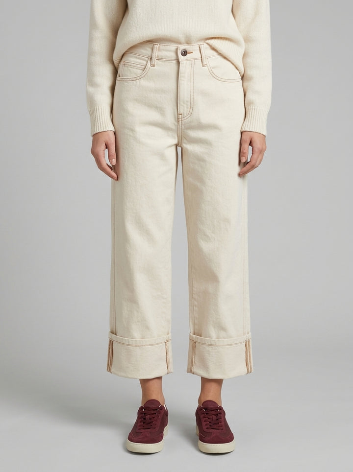Denim panna con risvolto 