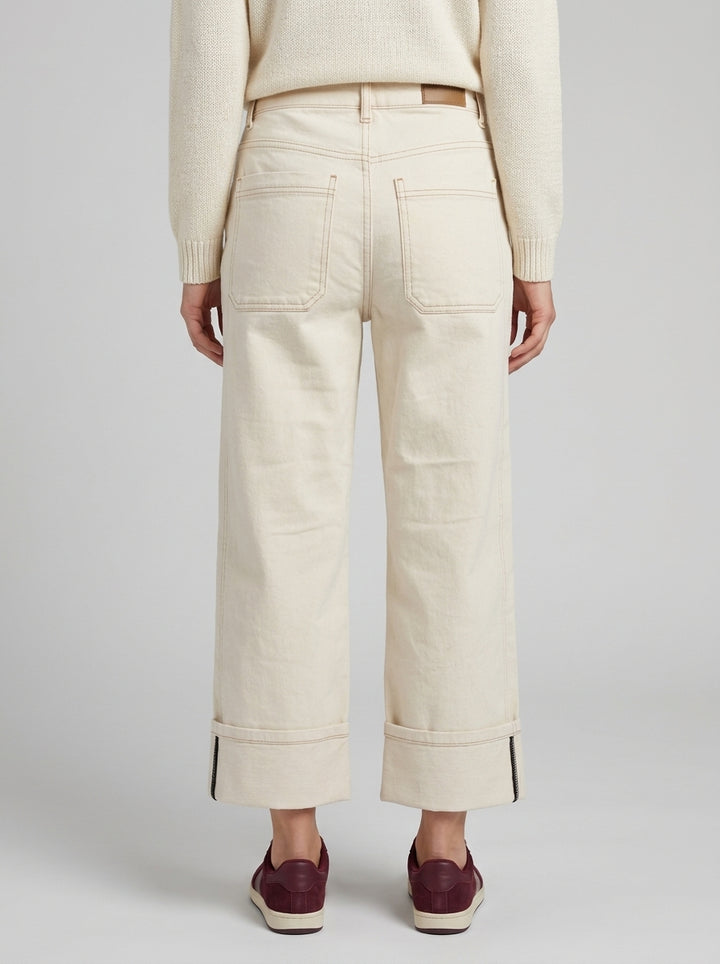 Denim panna con risvolto 