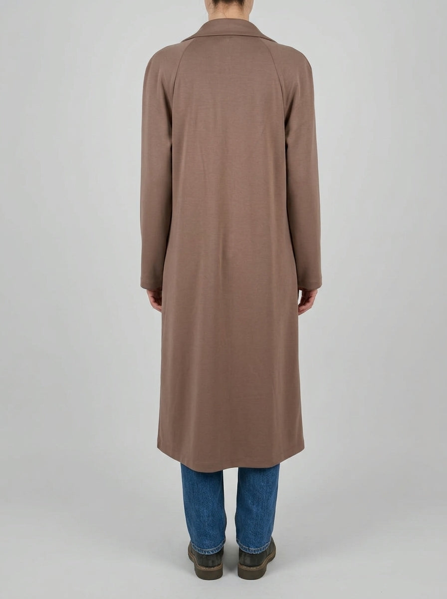 Spolverino beige  in Jersey Morbido a Tre Bottoni 