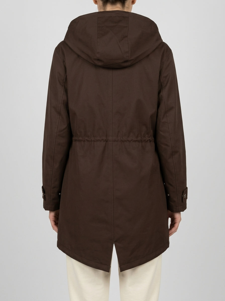 Parka  Moro Impermeabile con Cappuccio, Coulisse in Vita 