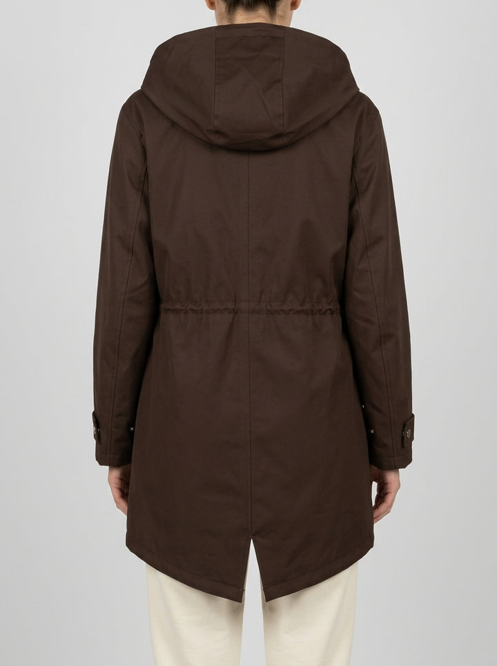 Parka  Moro Impermeabile con Cappuccio, Coulisse in Vita 