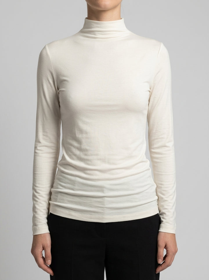 T-shirt a collo alto in bambù PANNA 
