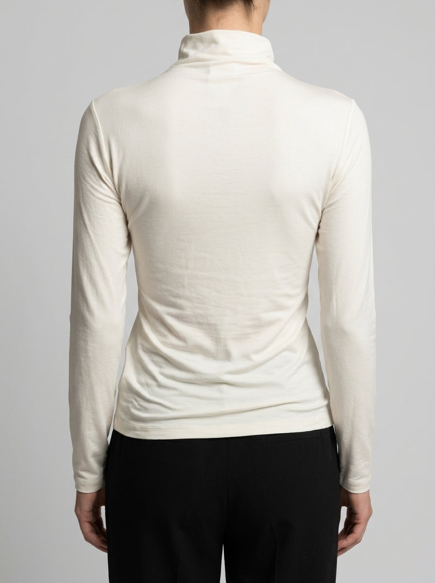 T-shirt a collo alto in bambù PANNA 