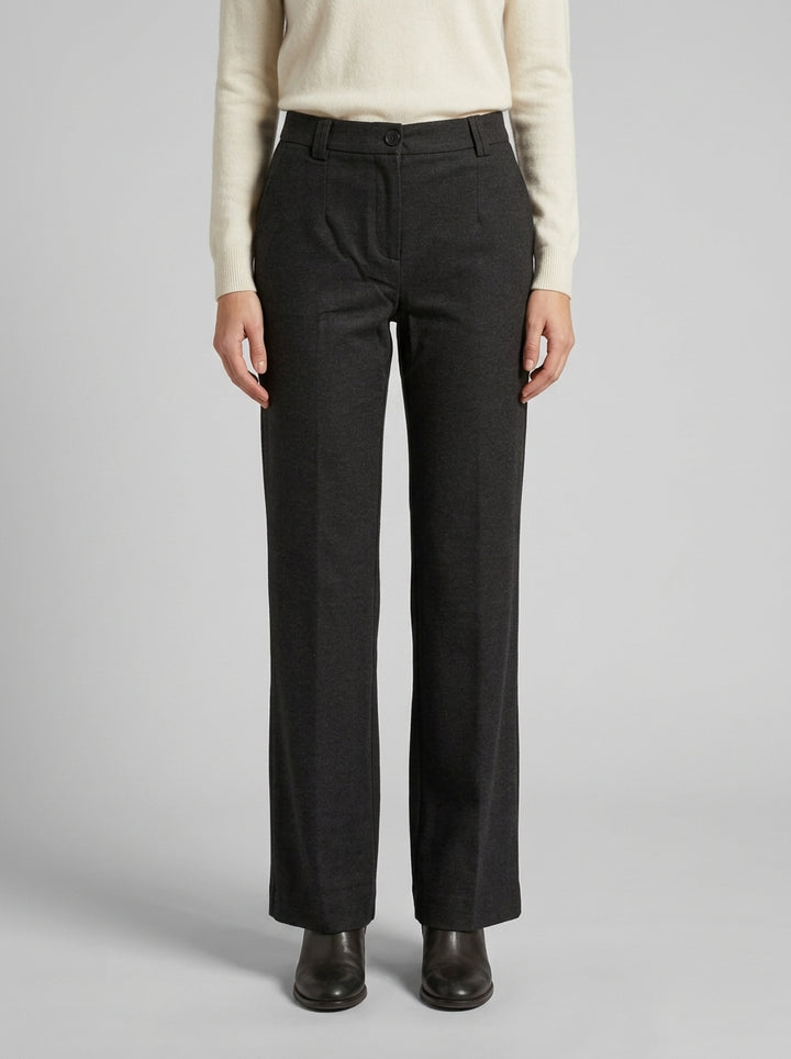 Pantalone dritto in maglia grigio 
