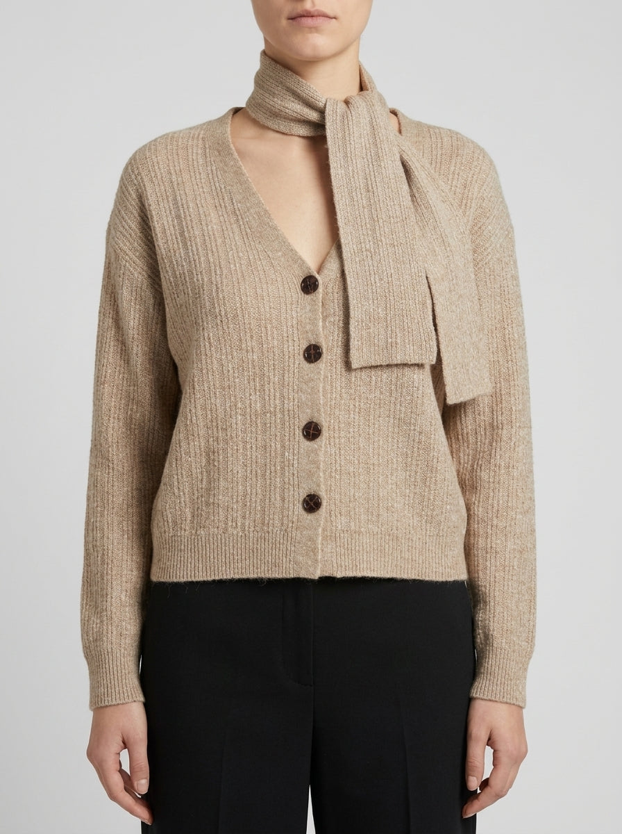 Cardigan in maglia con scollo a V e fiocco Light c 