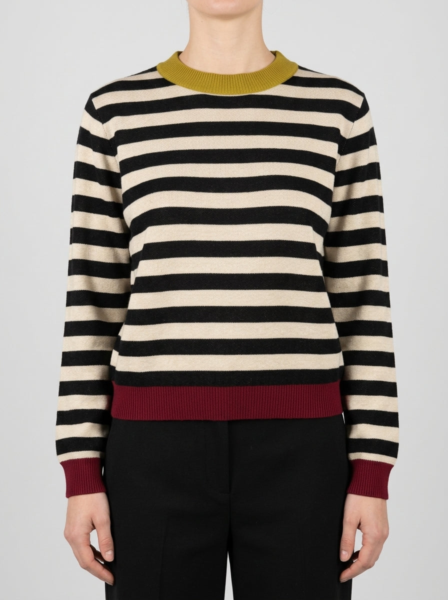 Maglione girocollo a righe Nero 