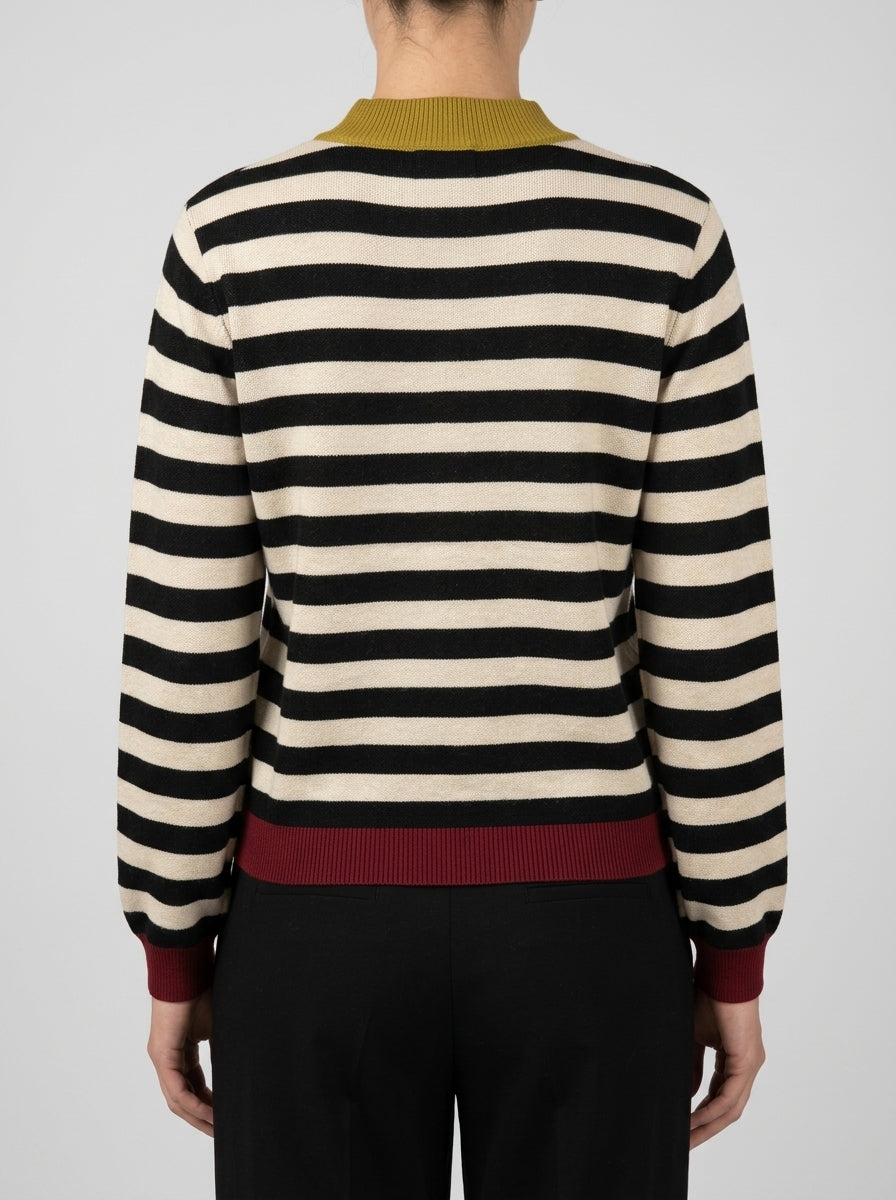 Maglione girocollo a righe Nero 