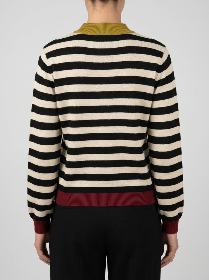 Maglione girocollo a righe Nero 