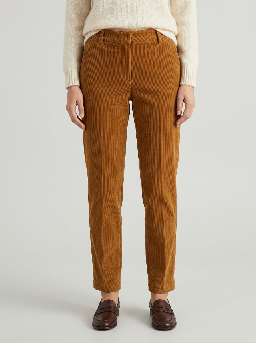 Pantaloni cammello chino in velluto a coste Toffee 