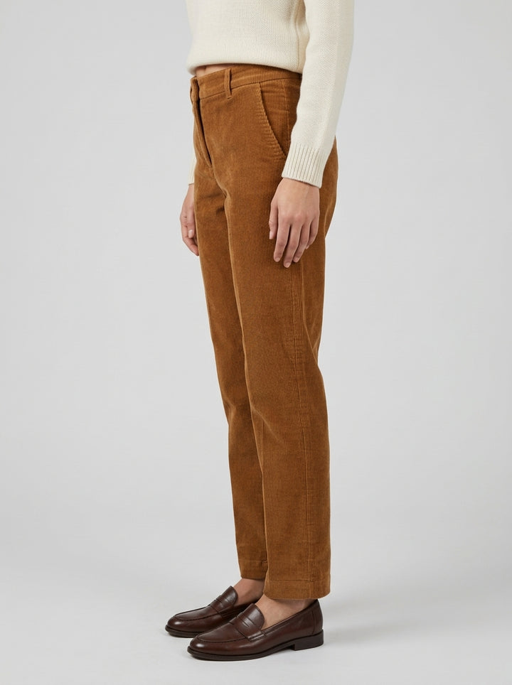 Pantaloni cammello chino in velluto a coste Toffee 