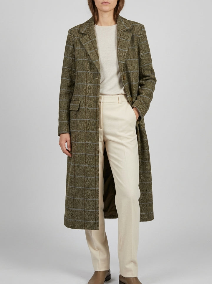 Cappotto  Verde in Panno a Quadri Check 