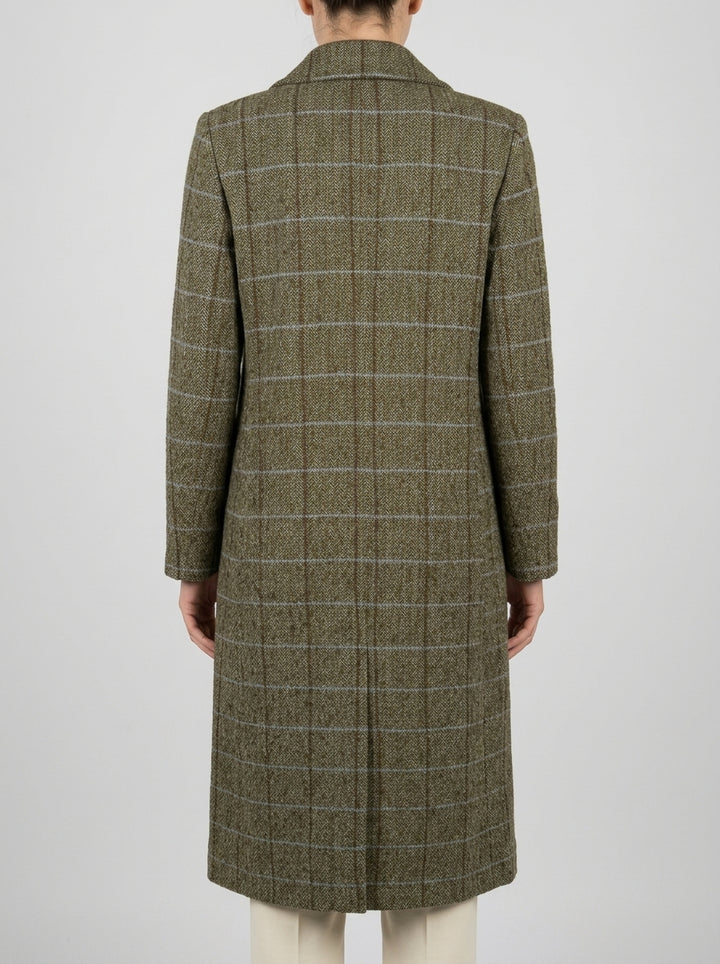 Cappotto  Verde in Panno a Quadri Check 