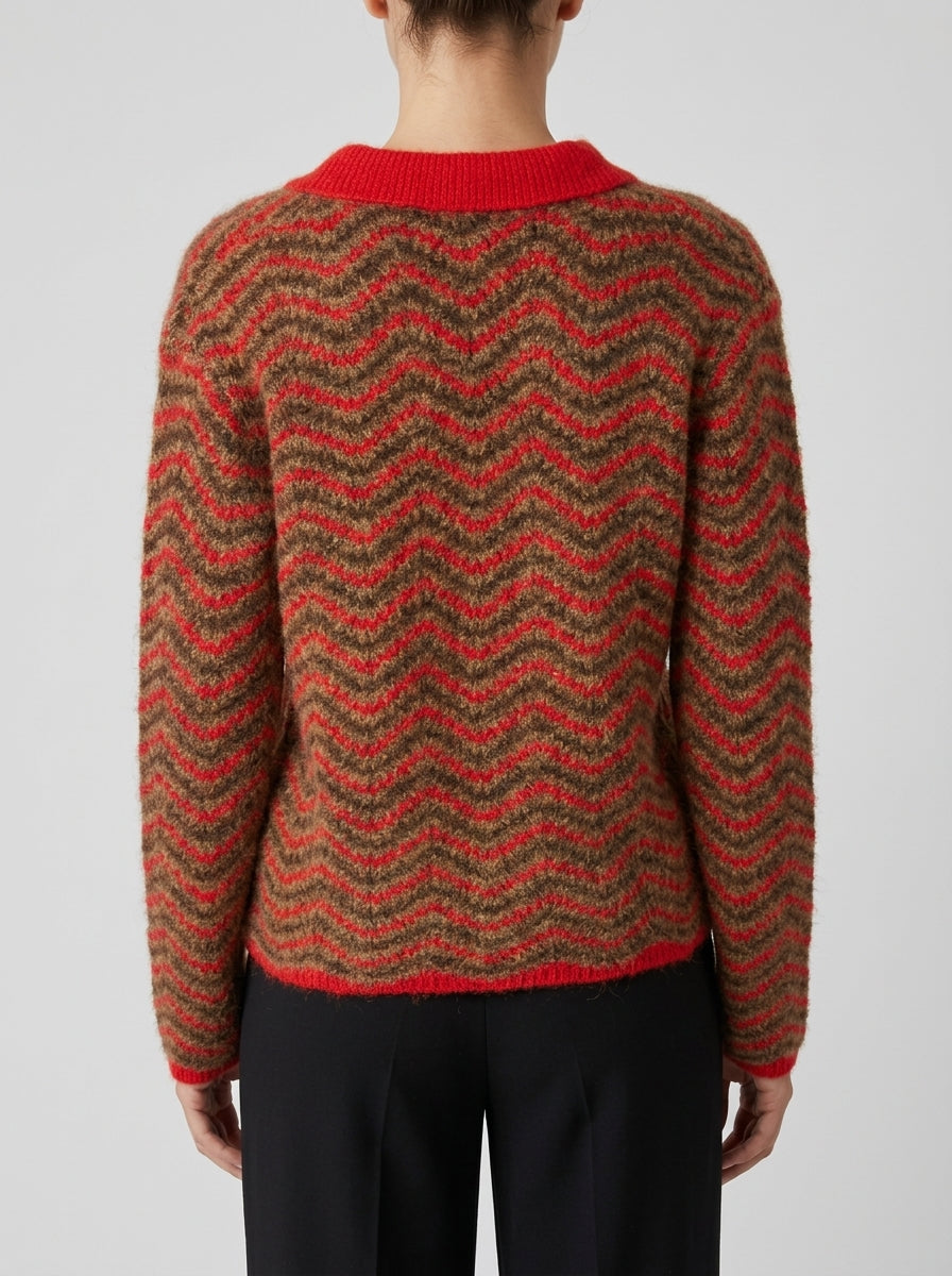 Maglione con collo polo testurizzato Rosso 