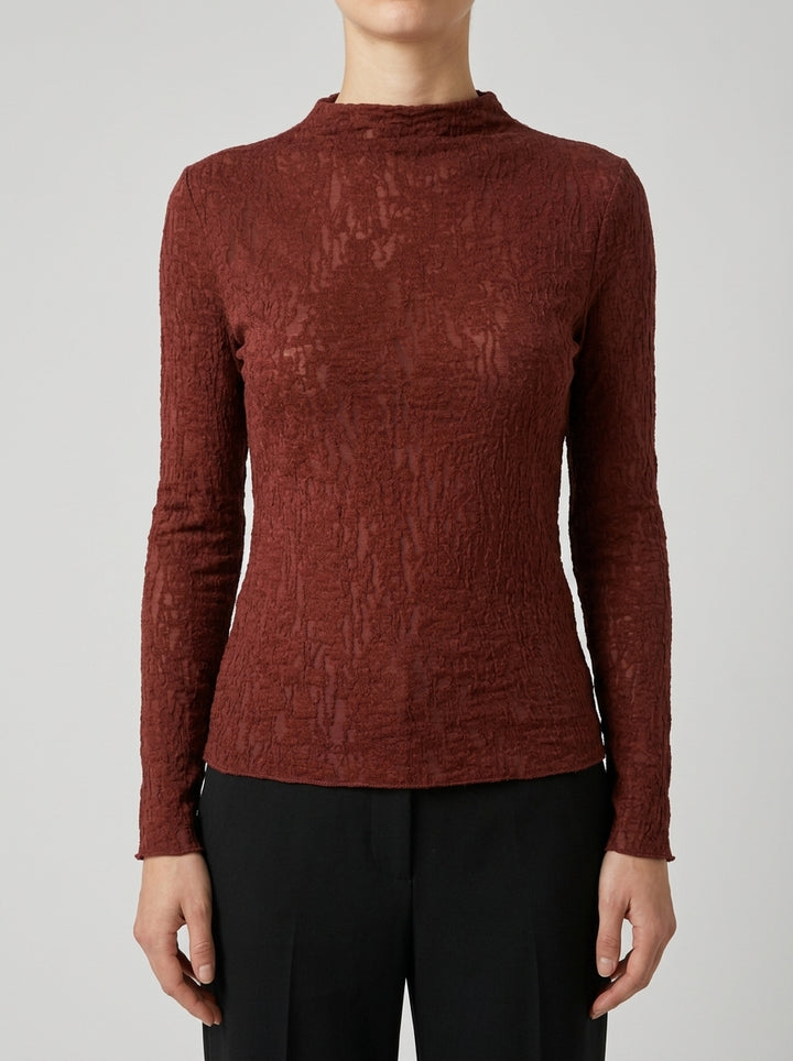 Maglia bordeaux in garza di pizzo 