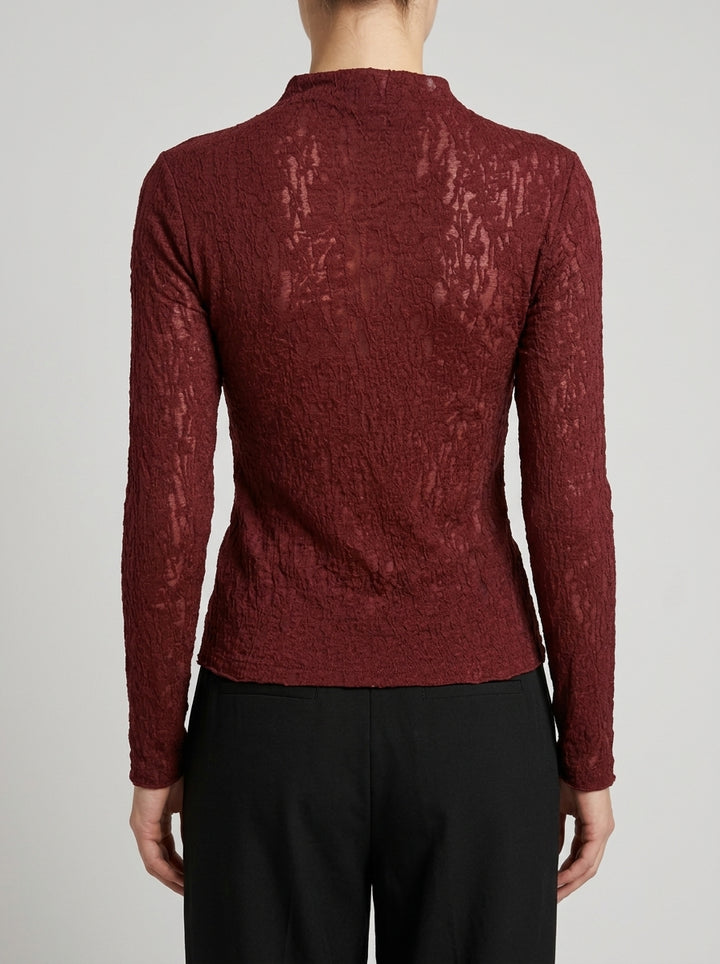 Maglia bordeaux in garza di pizzo 