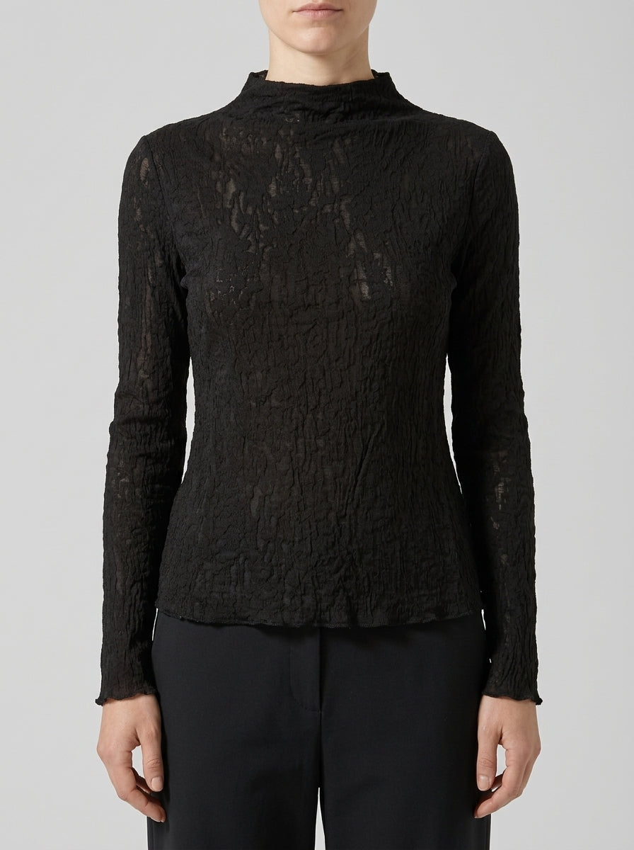 Maglia nera in garza di pizzo 
