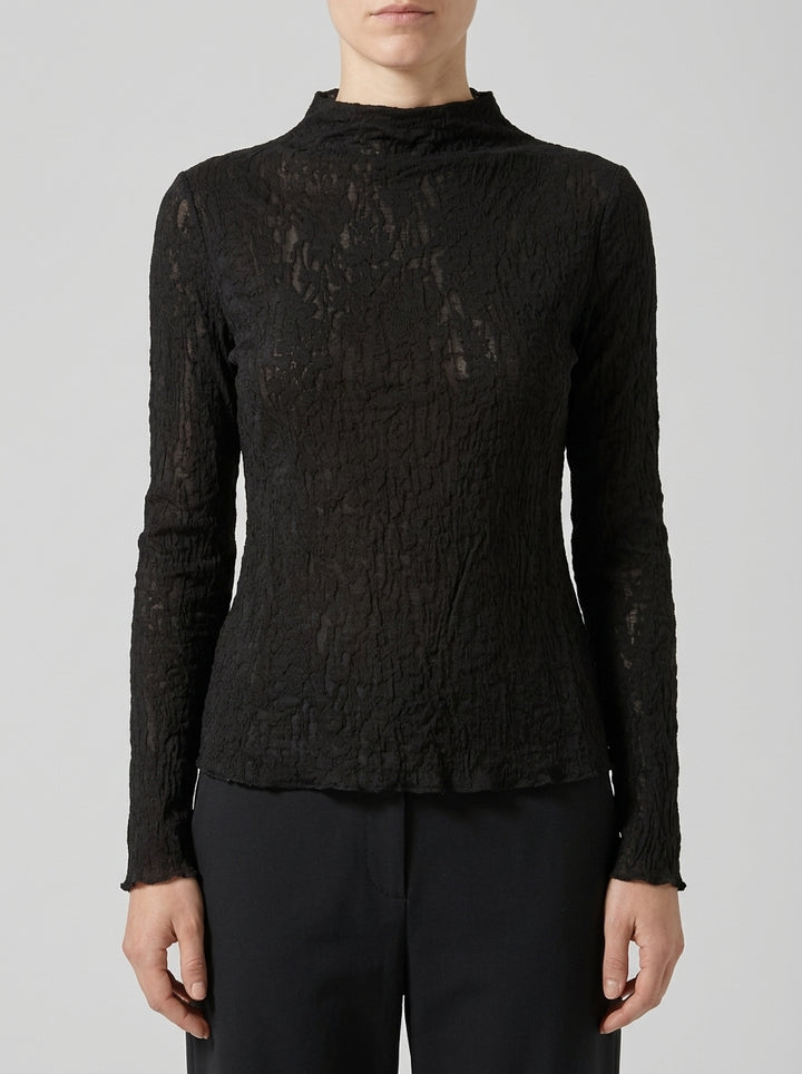 Maglia nera in garza di pizzo 