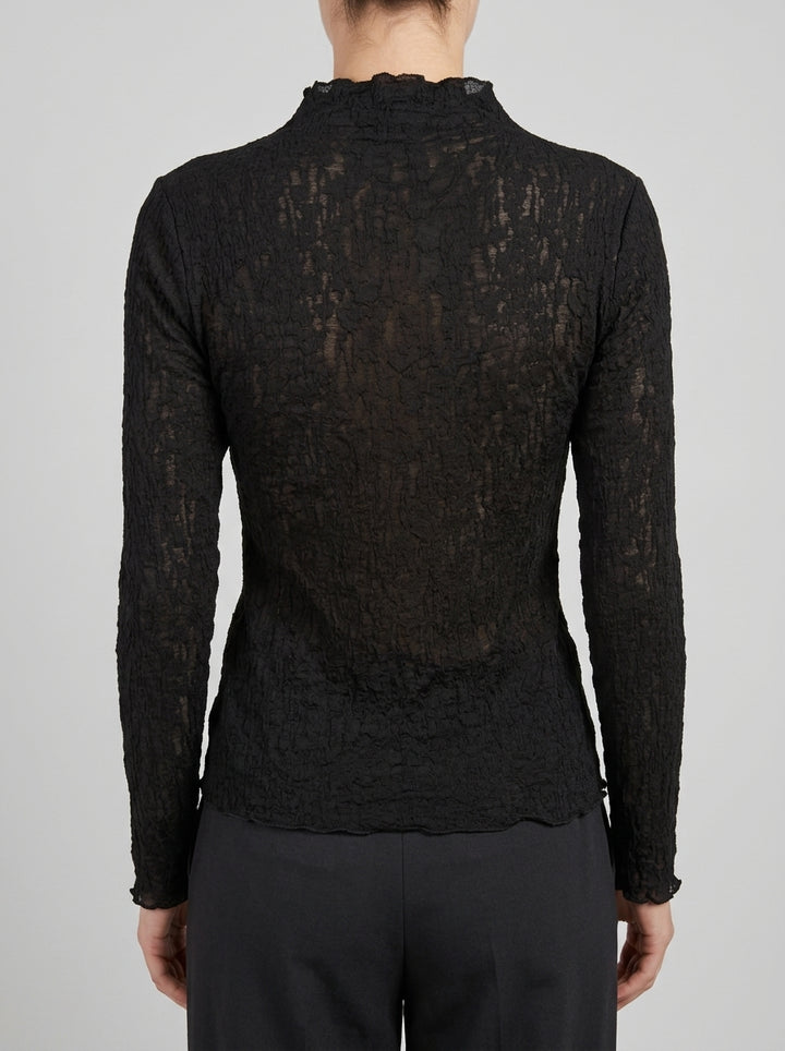 Maglia nera in garza di pizzo 