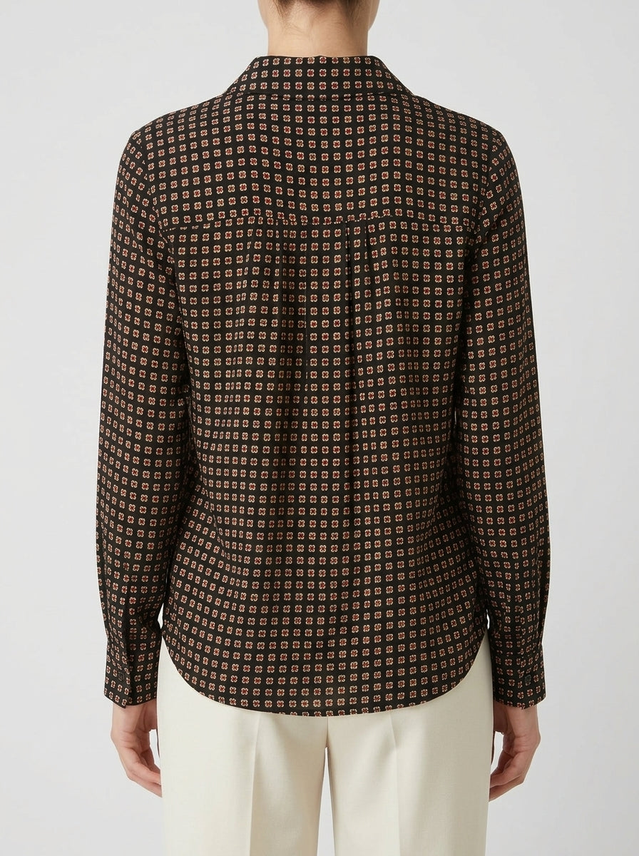 Camicia  in raso nero con fantasia cravatta 