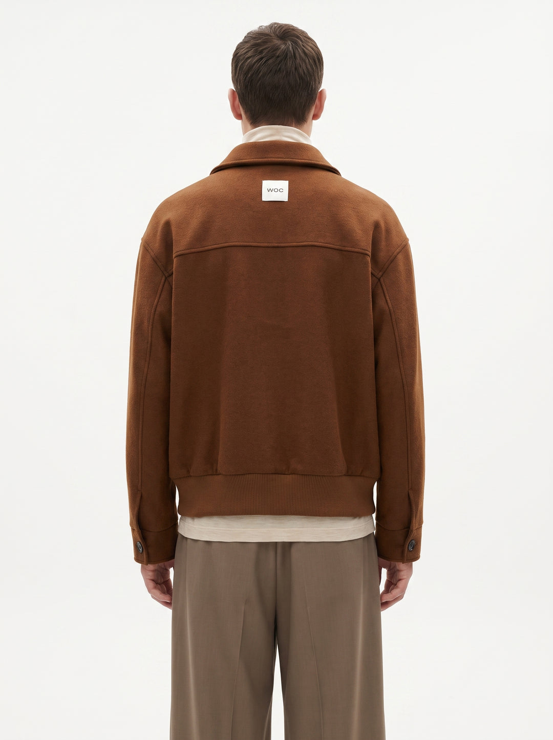 Giubbotto Uomo in Lana Caramello con Full Zip 