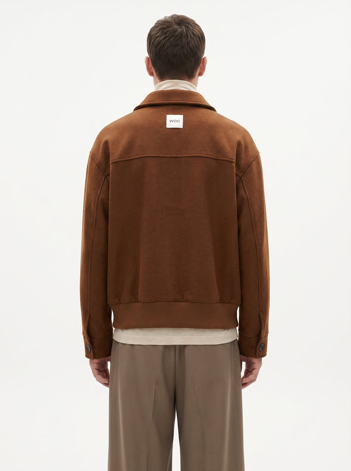 Giubbotto Uomo in Lana Caramello con Full Zip 