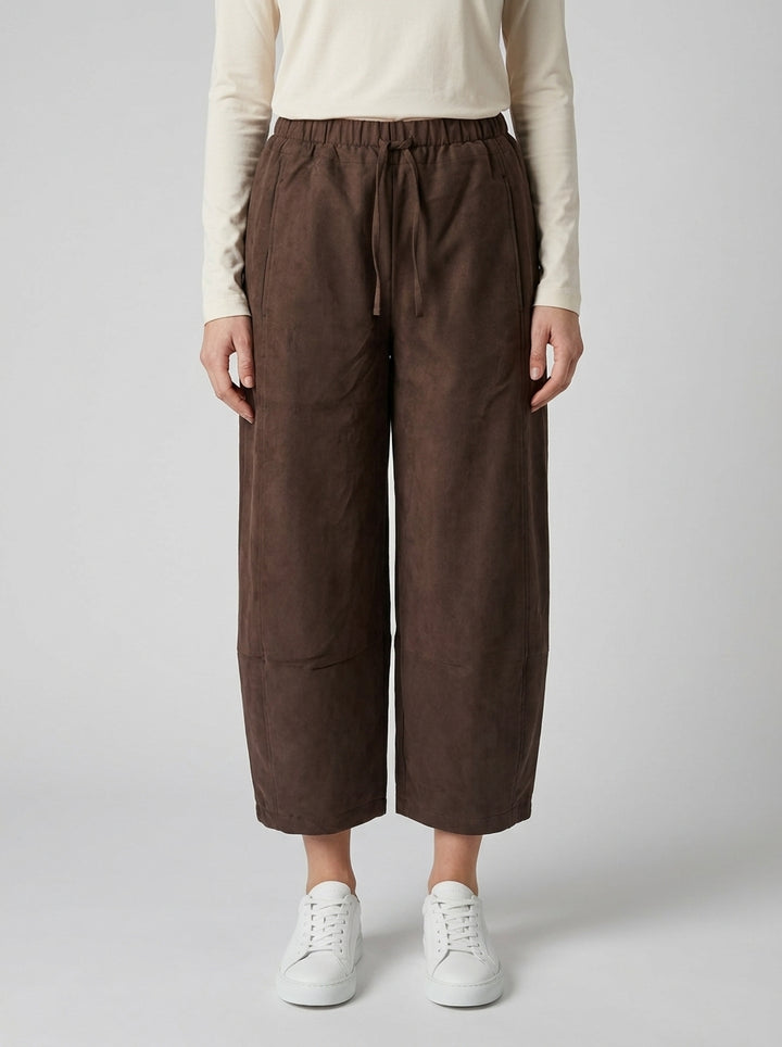Pantalone Moro Effetto Cupro con Coulisse in Vita 