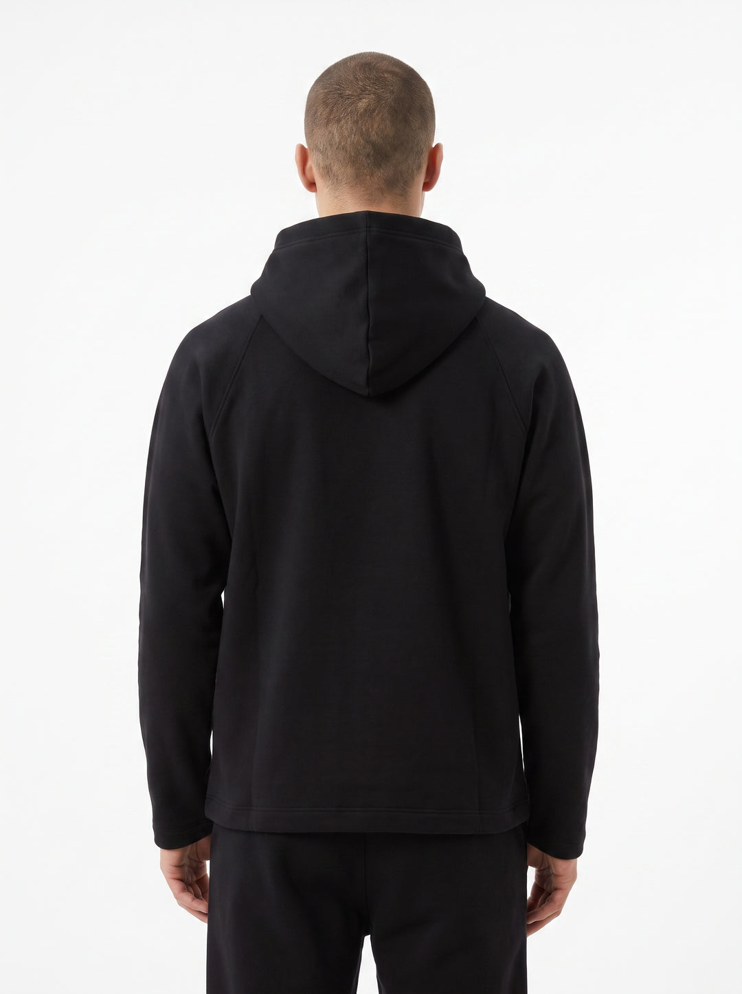 Felpa Nera Raglan con Cappuccio 