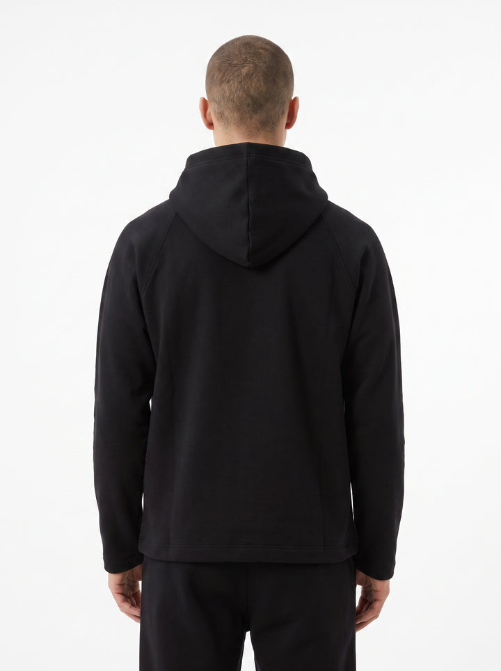 Felpa Nera Raglan con Cappuccio 