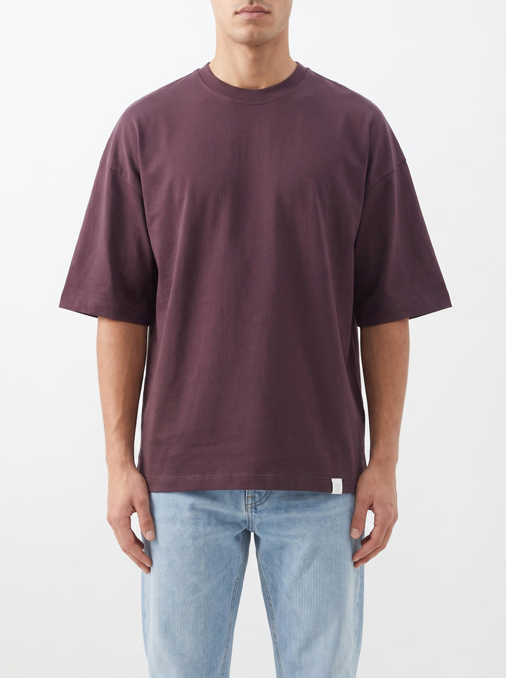 T-Shirt Uomo Over Bordeaux in Cotone 