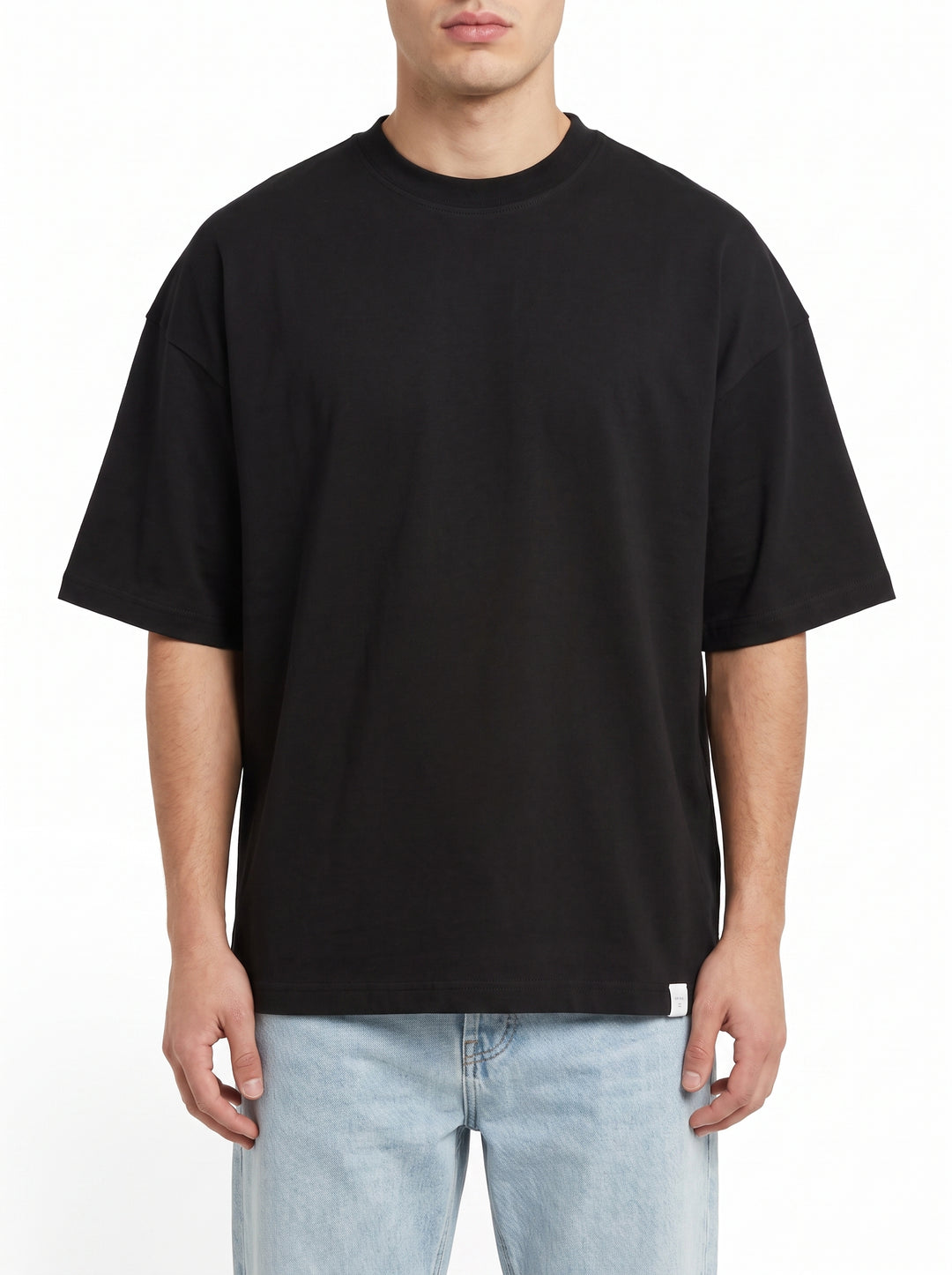T-Shirt Uomo Over Nera in Cotone 