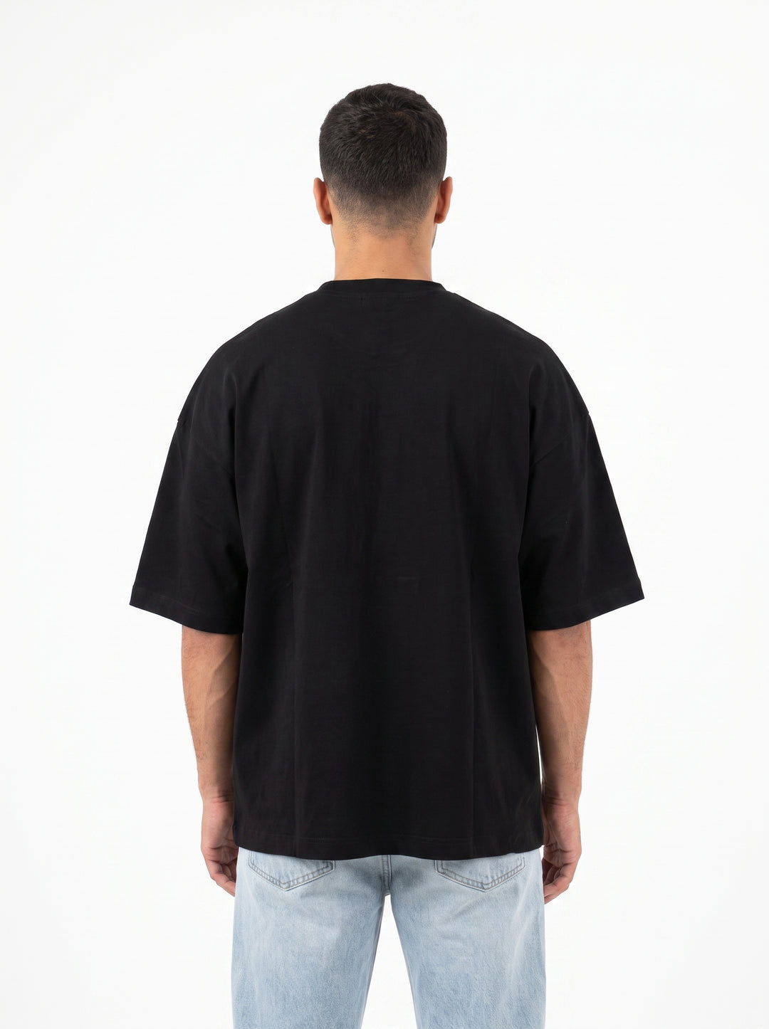 T-Shirt Uomo Over Nera in Cotone 